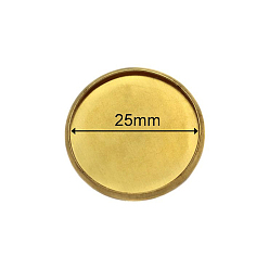 Raw(Unplated) Brass Cabochon Settings, DIY Findings for Jewelry Making, Flat Round, Raw(Unplated), 26x2mm, Inner Diameter: 25mm