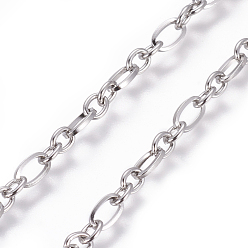 Stainless Steel Color 304 Stainless Steel Figaro Chains, Unwelded, Stainless Steel Color, 3.2~3.3mm, Links: 6x3.3x0.7mm and 4x3.2x0.7mm