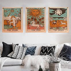 Brun Saddle Décoration de bannière en polyester, décors de photographie, rectangle avec motif tarot, selle marron, 400x300mm, 3 pièces / kit