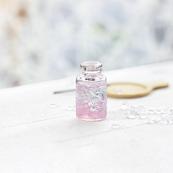 Perlas de Color Rosa Frascos de vidrio en miniatura, micro adornos de casa de muñecas, decoraciones de utilería de simulación, rosa perla, 13x24 mm