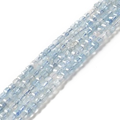 Aquamarine Natural Aquamarine Beads Strands, Faceted, Cube, 2.5x2.5x2.5mm, Hole: 0.7mm, about 170pcs/strand, 15.35''(39cm)