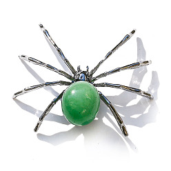 Зеленый Авантюрин Натуральный зеленый авантюрин украшение дисплея, с металлическим держателем в форме паука, для домашнего украшения рабочего стола, 48x55 мм