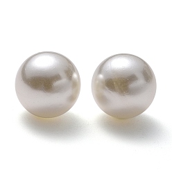 Beige ABS Plastic Beads, Imitation Pearl, No Hole, Round, Beige, 8mm