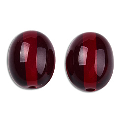 Dark Red Resin Imitation Amber Beads, Half Drilled, Oval, Dark Red, 20x16mm, Half Hole: 1.2mm