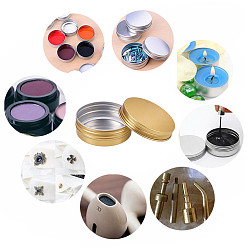 Golden BENECREAT Round Aluminium Tin Cans, Aluminium Jar, Storage Containers for Cosmetic, Candles, Candies, with Screw Top Lid, Golden, 7.1x2.5cm, Capacity: 60ml, 15pcs/box