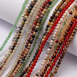 Mixed Stone Natural Assorted Gemstone Bead Strands, Round, 3~3.5mm, Hole: 0.7mm, about 115~125pcs/strand, 16 inch