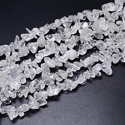 Cristal de cuarzo De perlas de cristal de cuarzo natural hebras, cuentas de cristal de roca, patatas fritas, teñido, 8~20x8~18 mm, agujero: 1 mm, alrededor de 31.5 pulgada
