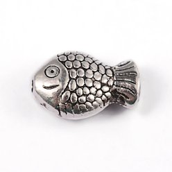 Antique Silver Fish Tibetan Style Alloy Beads, Cadmium Free & Lead Free, Antique Silver, 10x7x4mm, Hole: 1mm