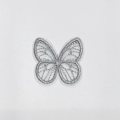 Gris Claro Mariposa bordado computarizado organza coser en accesorios de adorno, apliques, gris claro, 40~50 mm