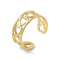 Oro Chapado de iones (ip) 304 anillo de puño abierto de corazón hueco de acero inoxidable para mujer, dorado, tamaño de EE. UU. 9 (18.9 mm)