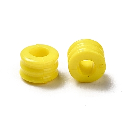 Jaune Perles acryliques opaques, colonne rainurée, jaune, 7x5mm, Trou: 3mm, environ3600 pcs / 500 g