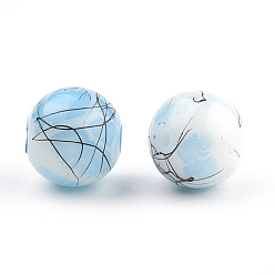 Bleu Ciel Ébauches et perles de perles de verre peintes, ronde, bleu ciel, 4mm, Trou: 1.1~1.3mm, Environ 200 pcs/chapelet, 31.4 pouce