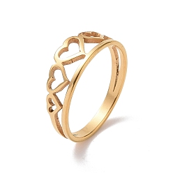 Oro Chapado de iones (ip) 201 anillo de dedo de corazón hueco de acero inoxidable para el día de san valentín, dorado, tamaño de EE. UU. 6 1/2 (16.9 mm)