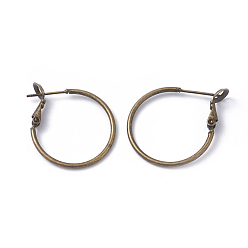 Antique Bronze Brass Hoop Earrings, Ring, Antique Bronze, 24x1.5mm, Pin: 0.7mm