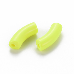 Jaune Vert Perles acryliques opaques, tube incurvé, jaune vert, 36x13.5x11.5mm, Trou: 4mm, environ133 pcs / 500 g