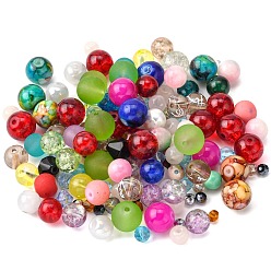 Mixed Color Glass Beads, Mixed Shapes, Mixed Color, 4~19x4~21x3~15mm, Hole: 0.5~2mm