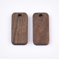 SillínMarrón Colgantes de madera de nogal, rectángulo redondeado, saddle brown, 21x10x2.5~3 mm, agujero: 1.8 mm