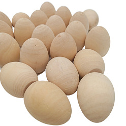 BurlyWood Unfinished Wooden Simulated Egg Display Decorations, for Easter Egg Painting Craft, BurlyWood, 4.5x3.5cm