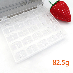 Прозрачный Прозрачные пластиковые бобышки, держатели швейных ниток, для швейных инструментов, с ящиком для хранения, прозрачные, 20x10 мм, отверстие : 6 мм, 25 шт / комплект