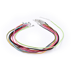 Mixed Color Faux Suede Necklace Cord, with Platinum Color Iron Lobster Clasps and Iron Chains, Mixed Color, 450x2.5x2mm