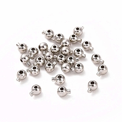 Platinum Rack Plating Brass Crimp Beads, Round, Platinum, 4.5x3.5x3mm, Hole: 0.8mm