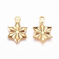 Golden 304 Stainless Steel Pendants, Snowflake, for Christmas, Golden, 14x9.5x1mm, Hole: 1.2mm