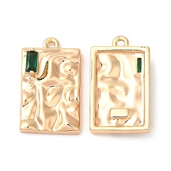 Real 18K Gold Plated Brass Micro Pave Cubic Zirconia Pendants, Nickel Free, Rectangle, Real 18K Gold Plated, 22.5x13x4mm, Hole: 1.5mm