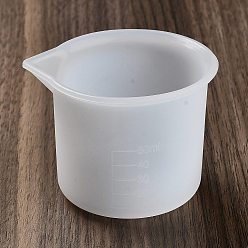 Blanc Tasses à mesurer en silicone, tasse de mélange graduée, outil d'artisanat en résine uv et résine époxy, blanc, 48x68x53mm, diamètre intérieur: 60 mm, capacité: 50 ml (1.69 fl. oz)