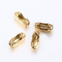 Oro Revestimiento iónico (ip) 304 conectores de cadena de bolas de acero inoxidable, dorado, 5.5x2.5 mm, apto para cadena de bolas de 1.5 mm