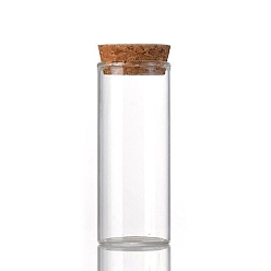 Claro Frasco de vidrio de columna botellas de vidrio, con el corcho de madera, deseando botella, contenedores de cuentas, Claro, 3.7x7 cm, capacidad: 50 ml (1.69 fl. oz)
