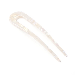 White Cellulose Acetate(Resin) Hair Forks, U-shaped, White, 110x28x3mm