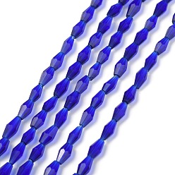 Blue Opaque Glass Beads Strands, Faceted, Bicone, Blue, 8x4mm, Hole: 0.8mm, about 70pcs/Strand, 22.99''(58.4cm)