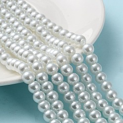 Blanc Perles en verre nacré, nacré, ronde, blanc, 8mm, Trou: 1mm, Environ 100 pcs/chapelet, 30.71 pouce (78 cm)