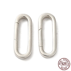 Argent 925 anneaux de porte à ressort en argent sterling, ovale, avec cachet 925, argenterie, 21.5x18x2.5mm