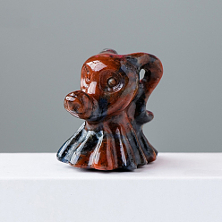 Labradorite Décorations d'affichage de figurine de chien fantôme d'halloween en labradorite rouge naturelle, ornements en pierre d'énergie, 30mm