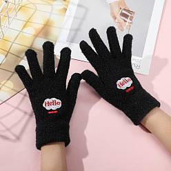 Mot Gants longs en velours, gants chauds d'hiver pour femmes mignonnes, beaux gants coupe-vent, mot, 24.7 cm