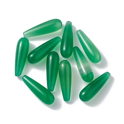 Vert Vert perles naturelles onyx agate, pas de trous / non percés, teints et chauffée, larme, verte, 22x7mm