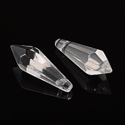 Clair Pendentifs en verre à facettes, cristal suncatcher, clair, 36~38x12~14mm, Trou: 1mm