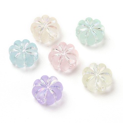 Couleur Mélangete Perles acryliques transparents dépoli, de couleur plaquée ab , fleur, couleur mixte, 13x13.7x6.3mm, Trou: 2.8mm, environ700 pcs / 500 g