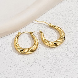 Золотой 304 женские витые серьги-кольца из нержавеющей стали, золотые, 22x21 мм