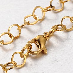 Golden Boy's 304 Stainless Steel Rolo Chain Necklace, with Lobster Claw Clasps, Golden, 17.71 inch(45cm)