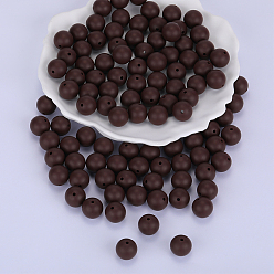 Café Perles focales rondes en silicone, perles à mâcher pour les jouets de dentition, Diy soins infirmiers colliers faisant, café, 15mm, Trou: 2mm
