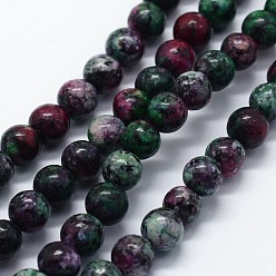 Natural Gemstone Natural Gemstone Beads Strands, Imitation Ruby in Zoisite, Dyed, Round, 6~6.5mm, Hole: 0.5mm, about 64pcs/strand, 15.16 inch(38.5cm)