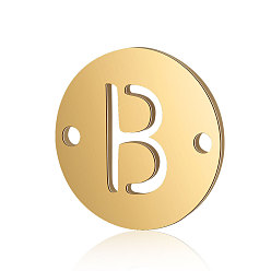 Letter B Соединители звеньев титановой стали, плоские круглые с буквы, золотые, letter.b, 12x0.8 мм, отверстие : 0.8 мм