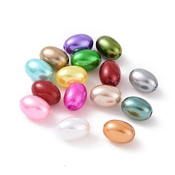 Couleur Mélangete Perles de nacre en plastique ABS, ovale, couleur mixte, 11x7.5mm, Trou: 1.6mm, environ1724 pcs / 500 g