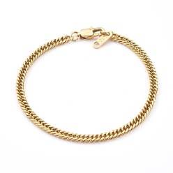 Golden Women's 304 Stainless Steel Diamond Cut Curb Chain Bracelets, with Lobster Claw Clasps, Golden, 7-1/2 inch(19cm)