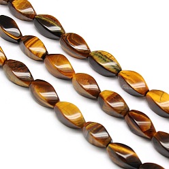 Tiger Eye Natural Twist Tiger Eye Beads Strands, 12x6x6mm, Hole: 1mm, about 33pcs/strand, 15.74 inch
