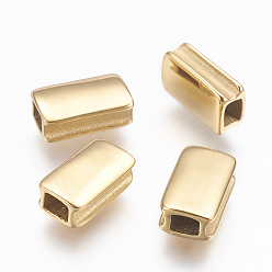 Golden 304 Stainless Steel Beads, Ion Plating (IP), Rectangle, Golden, 11x6.5x4mm, Hole: 2.5x3mm