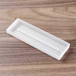Blanc Moules en silicone de bricolage de base d'affichage de lumière d'art de rectangle led, moules de résine, pour la résine UV, fabrication artisanale de résine époxy, blanc, 152x48x13mm