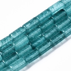 Aguamarina Perlas naturales de color turquesa hebras, teñido, columna, 5~6x3 mm, agujero: 0.8 mm, sobre 66 unidades / cadena, 15.16 pulgada (38.5 cm)